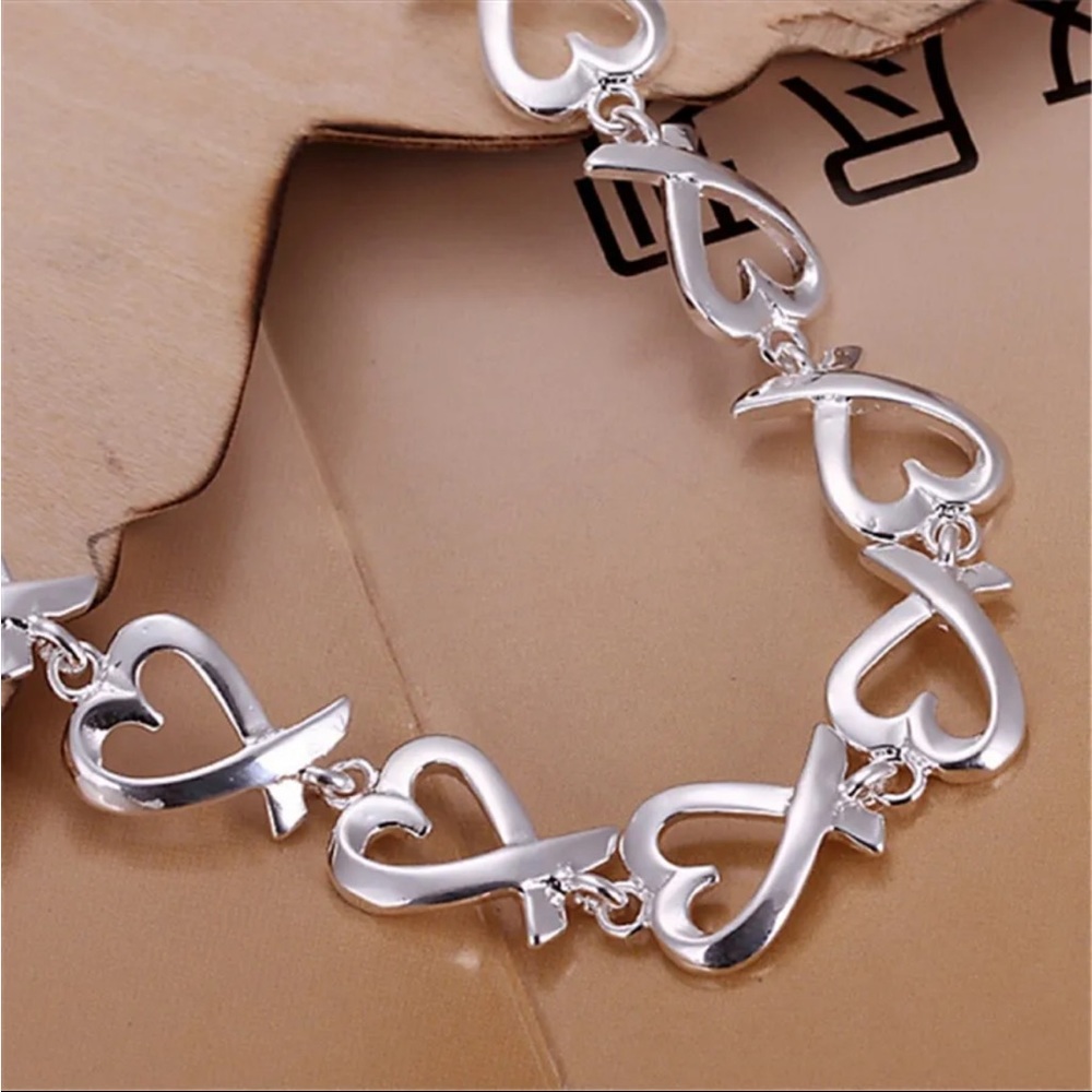 Sterling Silver Heart Bracelet - Picture 2 of 4